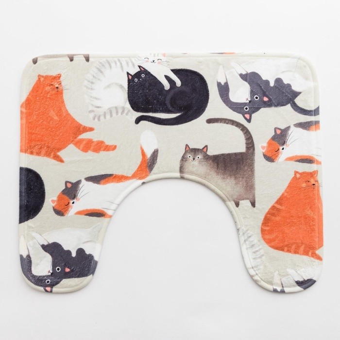 Коврик для ванной Этель «Котики», 50×40 см, велюр