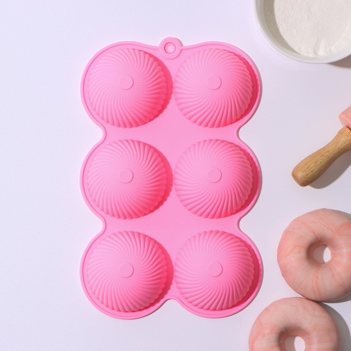 Форма для выпечки «Купол», 25×16×3,5 см, 6 ячеек, цвет МИКС