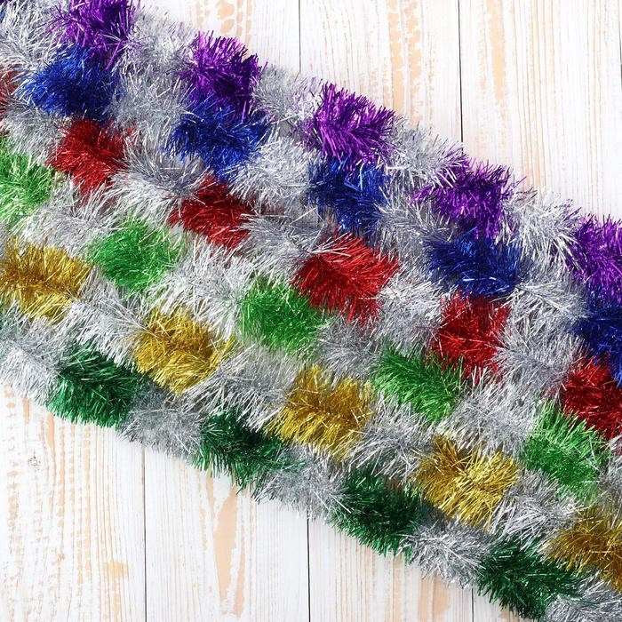 Мишура новогодняя «Зимнее волшебство. Узкая двухцветка», d-4 см, 200 см, МИКС