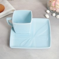 Чайная пара «Голубой подарок», кружка 150 мл, блюдце 15.5х15.5 см