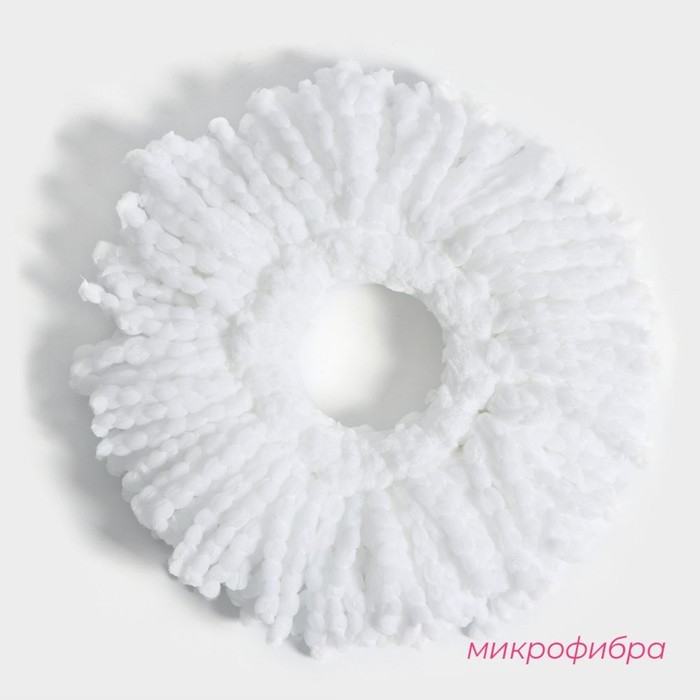 Насадка для швабры с отжимом - центрифугой Доляна, длина нитей 10 см, белая