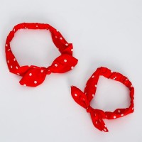 Повязка на голову для мамы и дочки M&amp;B «Family look: горошек», для фотосессии, 8 марта, 2 шт., красный