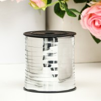 Лента для декора и подарков, серебряный, металлизированная, 0.5 см × 225 м ±5%