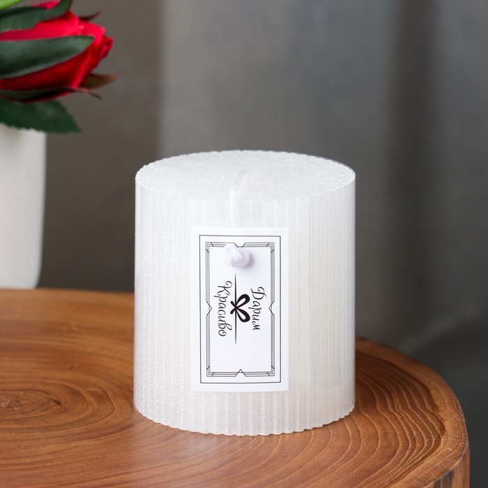 Свеча "Рельеф", 7×7.5см, перламутровый металлик