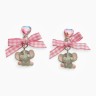 Серьги-клипсы детские Выбражулька «Слон», с бантом клетка и кристалом сердце, цветные