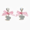 Серьги-клипсы детские Выбражулька «Слон», с бантом клетка и кристалом сердце, цветные