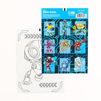 Наклейки бумажные «Роботы», c раскраской на обороте, 11 × 15,5 см