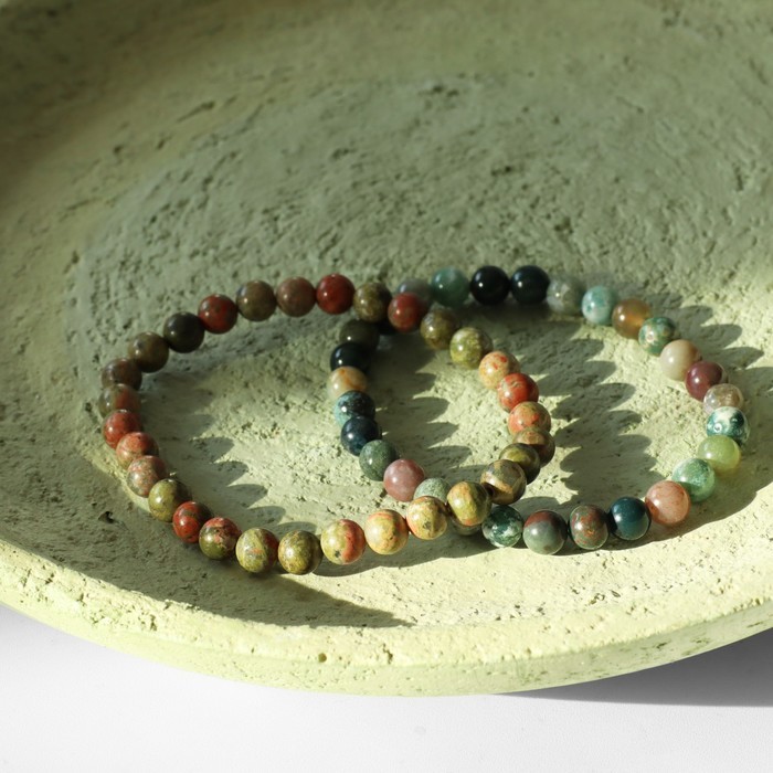 Браслеты парные «Яшма и Унакит», 2 шт. шар №6