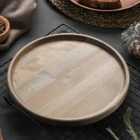 Блюдо для подачи Adelica, d=30×1,8 см, массив берёзы, потайные ручки, пропитано маслом, цвет шоколадный