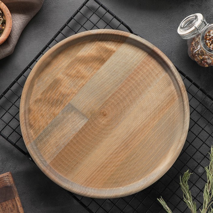 Блюдо для подачи Adelica, d=30×1,8 см, массив берёзы, потайные ручки, пропитано маслом, цвет шоколадный Блюдо для подачи Adelica, d=30×1,8 см, массив берёзы, потайные ручки, пропитано маслом, цвет шоколадный