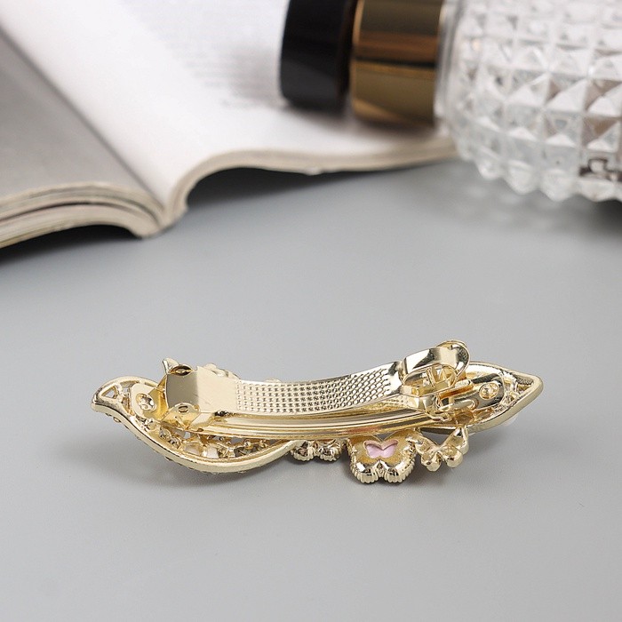 Заколка-автомат для волос "Розмари" бабочка волна, 7 см, золото