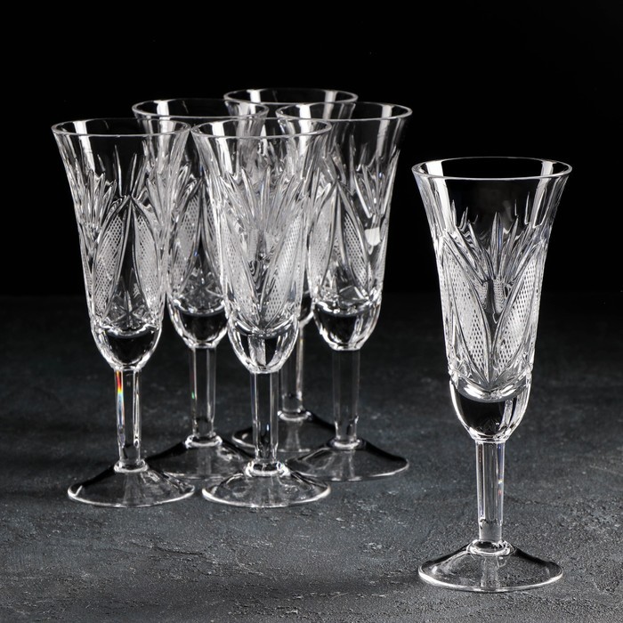 Набор фужеров для вина «Мельница и листья», 170 мл, хрусталь, 6 шт