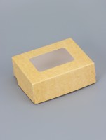 Контейнер навынос, с окном, крафт, 10×8×3.5 см