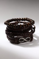 Браслет кожа «Бесконечность», коричневый, d=7.5 см