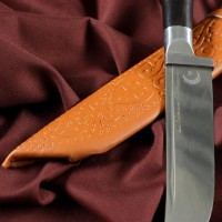 Нож Корд Куруш - Малый, граб черный, сухма, пуговица, гарда олово. НС 420 (13-14 см)