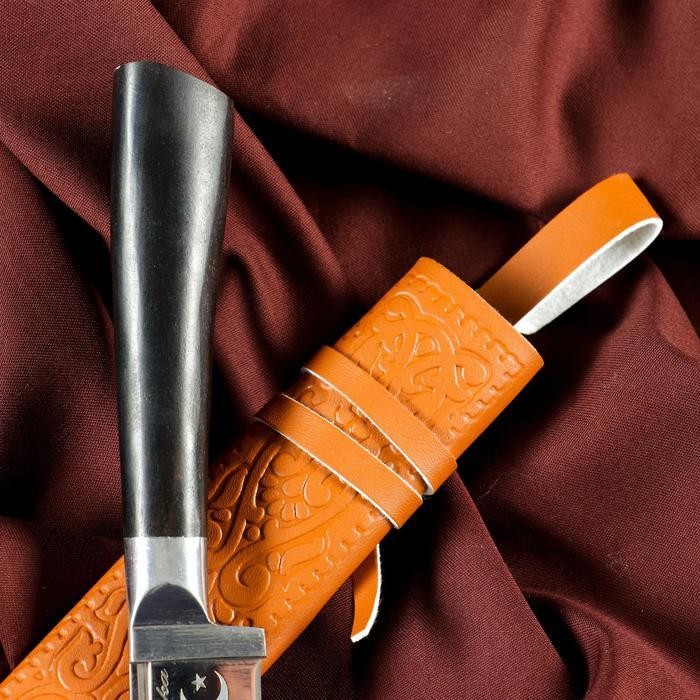 Нож Корд Куруш - Малый, граб черный, сухма, пуговица, гарда олово. НС 420 (13-14 см)