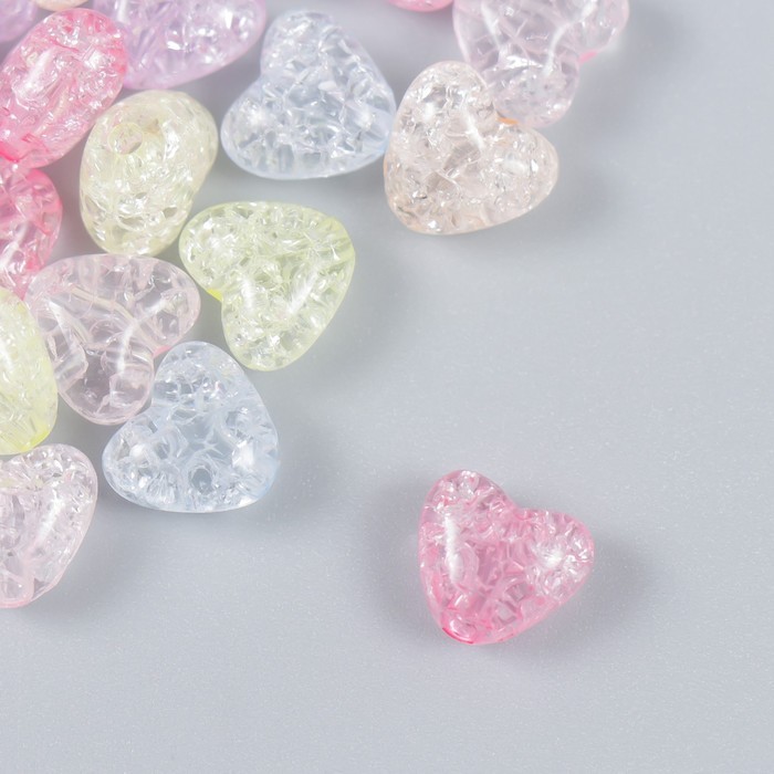 Набор бусин для рукоделия и плетения «Арт Узор. Сердца битое стекло», 20 г, пластик, 0.6×1×1 см