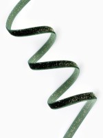Лента бархатная, с золотым люрексом, 6 мм, 18±1 м, зелёная №165