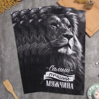 Набор кухонных полотенец «Доляна. Самый лучший мужчина», 35×60 см - 4 шт., 100% хлопок, 160 г/м²
