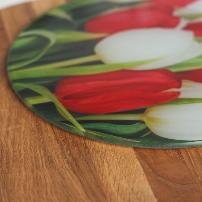 Доска разделочная Доляна «Тюльпаны», d=20 см