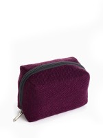 Косметичка женская на молнии, объёмная, маленькая, мягкая, фиолетовая