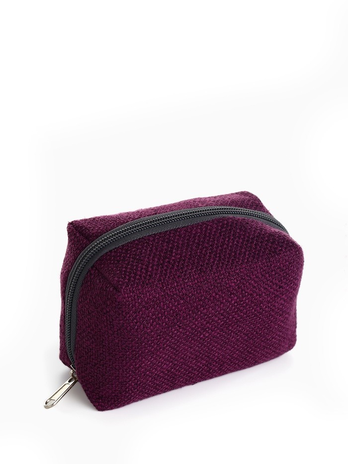 Косметичка женская на молнии, объёмная, маленькая, мягкая, фиолетовая