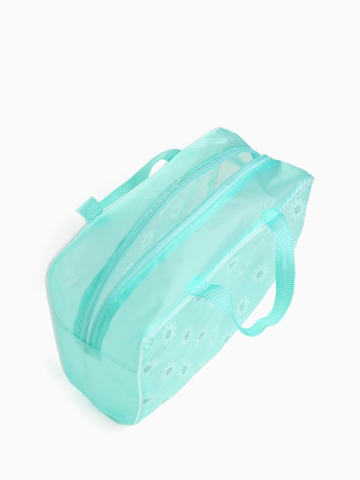 Косметичка-сумка на молнии для бассейна, с ручками, с принтом «Подсолнухи», зелёная