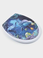 Сиденье для унитаза с крышкой Доляна «Морские жители», 40×37 см, мягкое