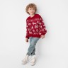 Свитер вязаный новогодний детский KAFTAN New Year с оленями, размер 30 (98-104 см), красный