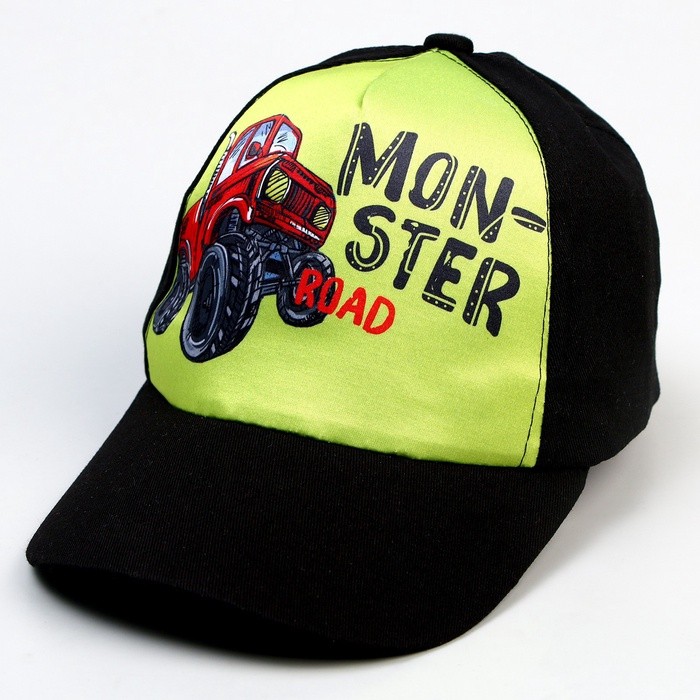 Кепка детская для мальчика Monster road, чёрная, р-р. 52-54