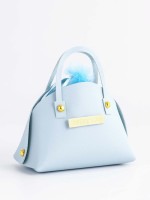 Кожаная подарочная сумочка для бижутерии и сувениров, небесно - голубая с мешочком, 14×6.5×12.8 см