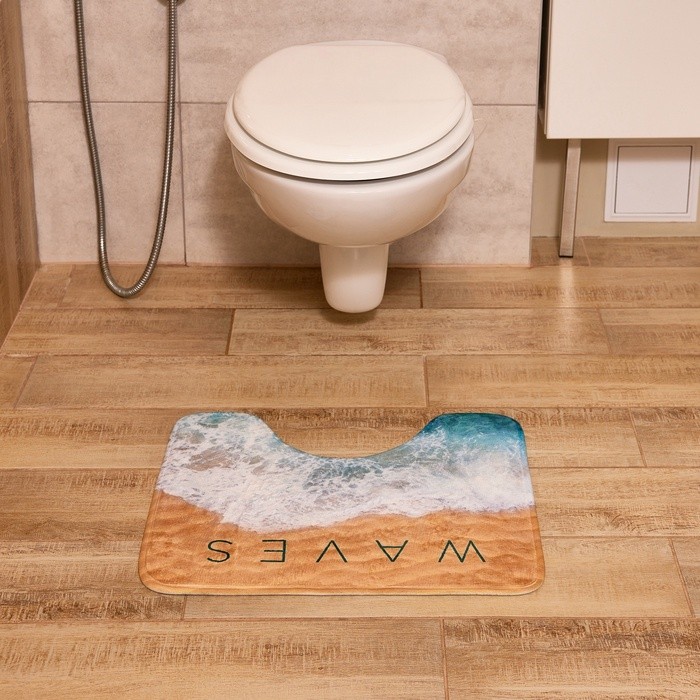 Коврик для ванной «Этель» Waves, 50×40 см, велюр Коврик для ванной «Этель» Waves, 50×40 см, велюр