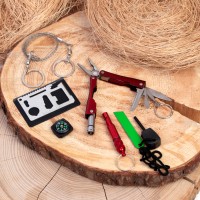 Набор для выживания 6 в 1: свисток, компас, цепь, карта выжив, кремень, универсальный нож