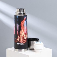 Термос «Огонь» в кожзаме, MODE FORREST, 750 мл, время сохранения тепла 16-18 ч