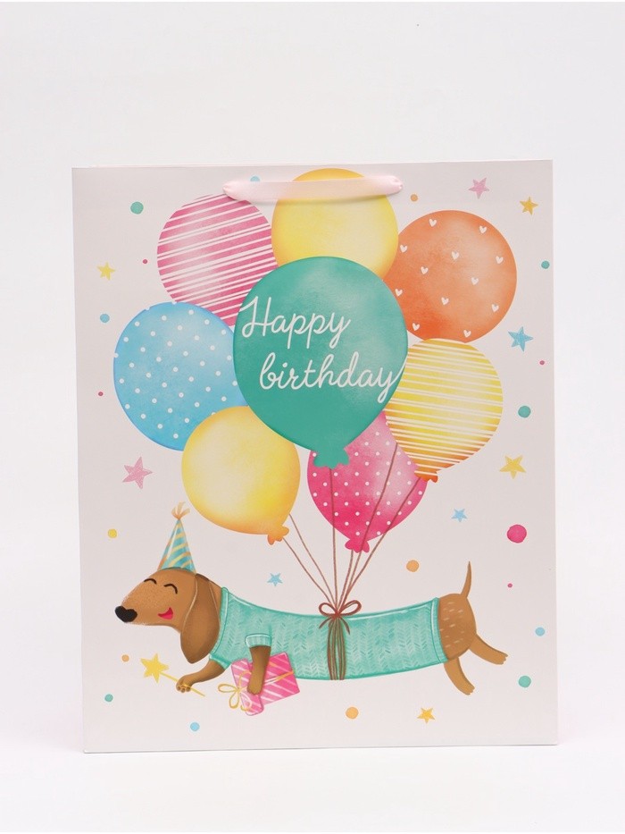 Пакет подарочный ламинированный, упаковка, «Happy birthday», XL 49×40×19 см