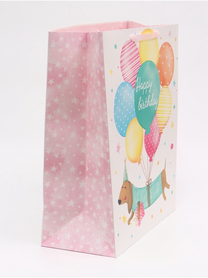 Пакет подарочный ламинированный, упаковка, «Happy birthday», XL 49×40×19 см