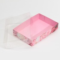 Кондитерская упаковка, коробка для макарун с PVC крышкой, Live love laugh, 17 х 12 х 3 см