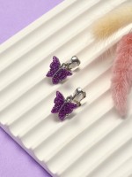 Серьги клипсы детские Выбражулька «Блеск бабочки», фиолетовые
