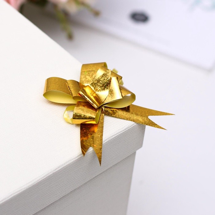 Подарочный Бант - бабочка №1.8, золотистый, для упаковки подарков