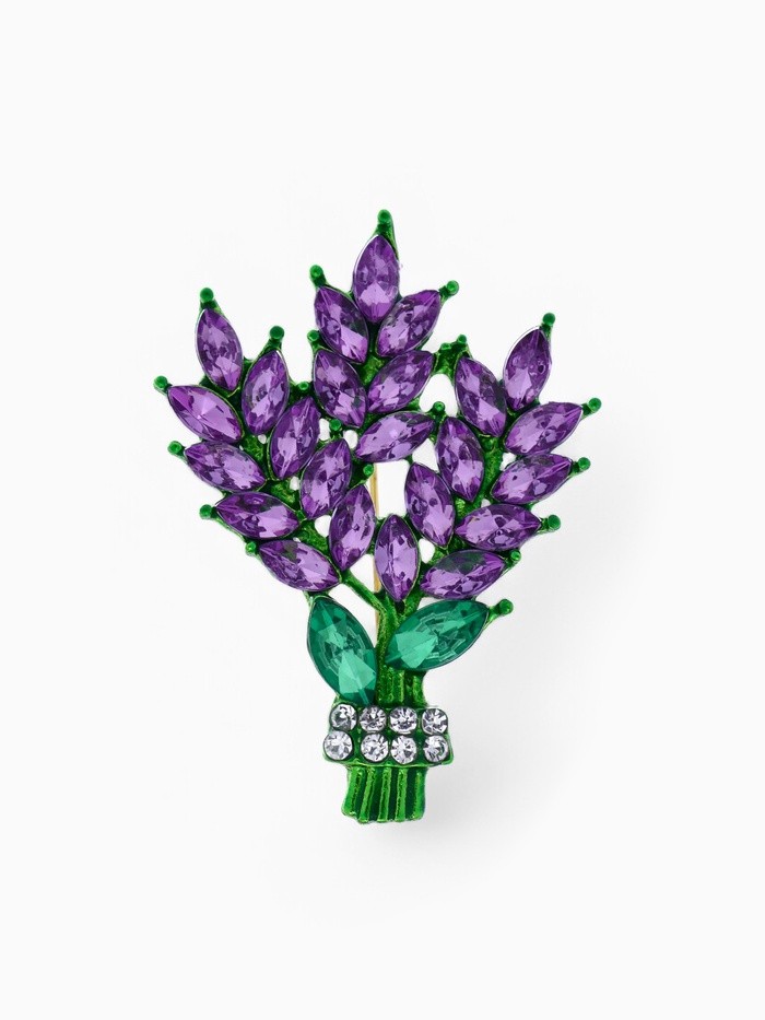 Брошь «Букет» лаванды, сиреневая в золоте