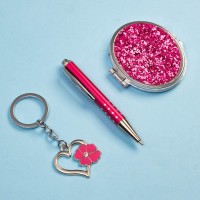 Набор подарочный 3 в 1 (ручка, зеркало, брелок), МИКС