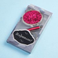 Набор подарочный 3 в 1 (ручка, зеркало, брелок), МИКС