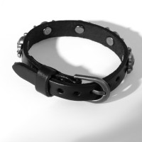 Браслет кожа «Хардкор» черепа пираты, цвет чёрный в серебре