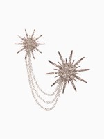 Брошь «Сияние» с цепочками, цвет белый в серебре