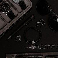 Запонки стальные «Прямоугольник» в рамке с эмалью, цвет чёрный в серебре