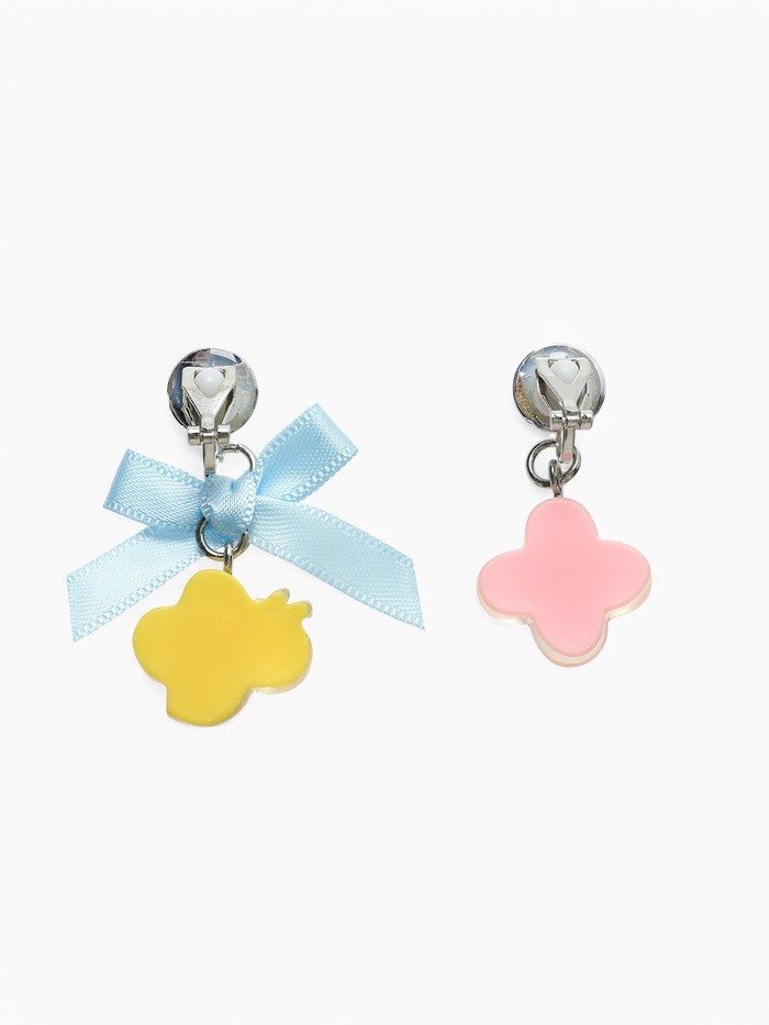 Серьги-клипсы детские «Выбражулька» пчела с бантом, цветок с кругом кристалл, цветные