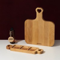 Подарочный набор деревянной посуды Adelica, доска разделочная, менажница 3 секции, масло в подарок 100 мл, берёза