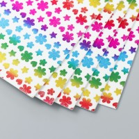 Фоамиран голография "Цветы и звёзды на белом" 2 мм формат А4 набор 5 листов