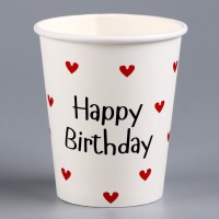 Стакан одноразовый бумажный Happy Birthday, 250 мл