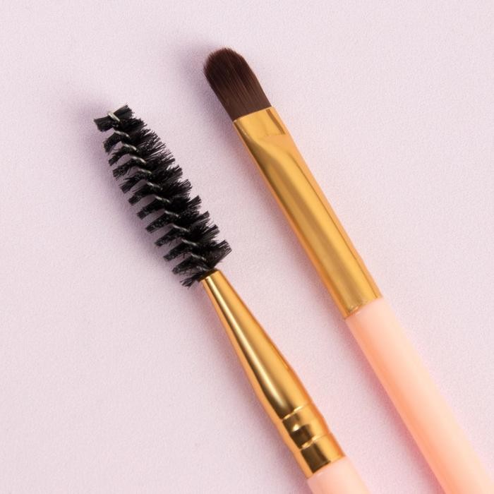 Набор кистей для макияжа, 3 предмета, цвет розовый